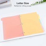 8 Count/1 Set Write & Erase Binder Dividers with Tabs, Durable Plastic 8 Tab Dividers for 3 Ring Binder Letter Size, Separators for Student School Home Office Document Organizer, Pastel