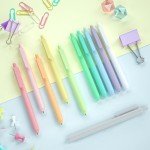 Shuttle Art Retractable Pastel Gel Ink Pens, 11 Pack Black Ink Pens, Cute Pens 0.5mm Fine Point for Writing Journaling Taking Notes School Office Home