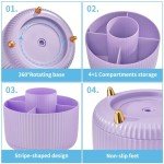 Marbrasse Desk Organizer, 360-Degree Rotating Pen Holder, Desk Organizers and Accessories with 5 Compartments Pencil Organizer, Art Supply Storage Box Caddy for Office, Home(Pink/Purple Random)