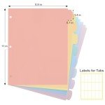 8 Count/1 Set Write & Erase Binder Dividers with Tabs, Durable Plastic 8 Tab Dividers for 3 Ring Binder Letter Size, Separators for Student School Home Office Document Organizer, Pastel