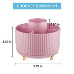 Marbrasse Desk Organizer, 360-Degree Rotating Pen Holder, Desk Organizers and Accessories with 5 Compartments Pencil Organizer, Art Supply Storage Box Caddy for Office, Home(Pink/Purple Random)