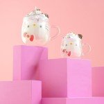 JoyJolt Hello Kitty 3D Coffee Mug, 13.5 oz Double Wall Glass Cup with 3D Design, Insulated Cute Mug for Tea, Latte, or Iced Coffee, Kawaii Sanrio Cup, Hello Kitty Kitchen Stuff