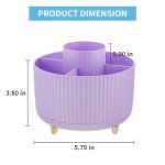 Marbrasse Desk Organizer, 360-Degree Rotating Pen Holder, Desk Organizers and Accessories with 5 Compartments Pencil Organizer, Art Supply Storage Box Caddy for Office, Home(Pink/Purple Random)