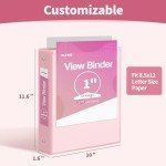 SUNEE 1 Inch Binders 3 Ring 6 Pack, Clear View Three Ring Binders PVC-Free (Fit 8.5x11 Inches) for School or Office Supplies, Pastel Binder