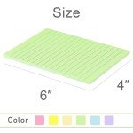 Lined Sticky Notes 4X6 in Pastel Ruled Post Stickies Colorful Super Sticking Memo Pads, 45 Sheets/pad, 6 Pads/Pack