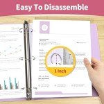 SUNEE 1 Inch Binders 3 Ring 6 Pack, Clear View Three Ring Binders PVC-Free (Fit 8.5x11 Inches) for School or Office Supplies, Pastel Binder