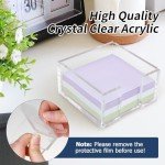 Acrylic Sticky Note Holder, 3 x 3 Crystal Clear Acrylic Notepad Holder Acrylic Sticky Note Dispenser for Dorm Room and Office Desk Organizer