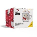 JoyJolt Hello Kitty 3D Coffee Mug, 13.5 oz Double Wall Glass Cup with 3D Design, Insulated Cute Mug for Tea, Latte, or Iced Coffee, Kawaii Sanrio Cup, Hello Kitty Kitchen Stuff