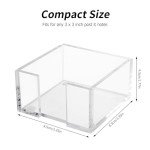Acrylic Sticky Note Holder, 3 x 3 Crystal Clear Acrylic Notepad Holder Acrylic Sticky Note Dispenser for Dorm Room and Office Desk Organizer