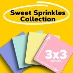 Post-it Greener Notes, 3x3 in, 24 Pads, America's #1 Favorite Sticky Notes, Sweet Sprinkles Collection, Pastel Colors, Clean Removal, 100% Recycled Material (654R-24CP-AP)