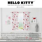 Franco Hello Kitty Kids Room Window Curtains Drapes Set, 82 in x 63 in, (Official Licensed Product)