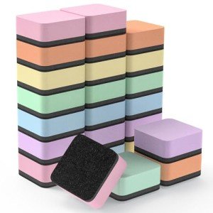 MaxGear Whiteboard Erasers, 24 Pack Magnetic Dry Erase Erasers for Classroom, Mini Whiteboard Cleaning Pads, Chalkboard Wiper Teacher Supplies for School, Office, Home （6 Pastel Color Set, 2 x 2 Inch