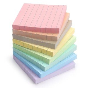 Lined Sticky Notes 3x3 Inch, 8 Pack, Light Colors, Premium Self-Adhesive Notepads, 640 Sheets, for Office, School & Home Use, Easy to Use, Reusable & Removable