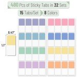 Mr. Pen- Sticky Index Tabs, 480 Pcs, Pastel Sticky Tabs for Notebooks, Page Markers, Page Tabs for Binders, Page Tabs Sticky Tabs for Books, Notebook Tabs, Book Sticky Tabs for Notebooks