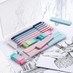 Four Candies Cute Mechanical Pencil Set, 6PCS Pastel Mechanical Pencils 0.5 & 0.7mm with 360PCS HB Pencil Leads, 3PCS Erasers and 9PCS Eraser Refills, Aesthetic Mechanical Pencils for Girls Writing