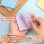 Lined Sticky Notes 3x3 Inch, 8 Pack, Light Colors, Premium Self-Adhesive Notepads, 640 Sheets, for Office, School & Home Use, Easy to Use, Reusable & Removable