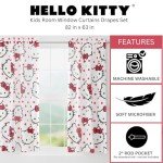 Franco Hello Kitty Kids Room Window Curtains Drapes Set, 82 in x 63 in, (Official Licensed Product)