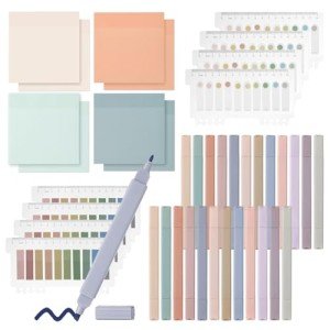 24pcs highlighters Pastel Bulk Assorted Colors Yellow Blue 8 Pads Transparent Sticky Notes tabs Yellow 3x3 Bulk Ruler 6 inch Comes with Colored Labels Sticky Index Tabs Page Book Marker