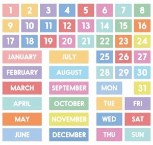 JarThenaAMCS 50Pcs Pastel Magnetic Fridge Calendar Months Days of The Week Number Magnets Date Indicators for Home Office Classroom Whiteboard Refrigerator Supplies