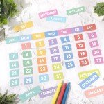 JarThenaAMCS 50Pcs Pastel Magnetic Fridge Calendar Months Days of The Week Number Magnets Date Indicators for Home Office Classroom Whiteboard Refrigerator Supplies