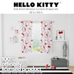 Franco Hello Kitty Kids Room Window Curtains Drapes Set, 82 in x 63 in, (Official Licensed Product)