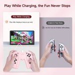 JINGDU Switch Joy-Con Charging Grip Compatible with Nintendo Switch & OLED Model, Play While Charging, Portable V-Shaped Switch Joy-Con Controller Charger with Indicators, Pink