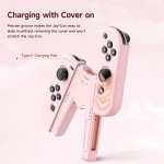 JINGDU Switch Joy-Con Charging Grip Compatible with Nintendo Switch & OLED Model, Play While Charging, Portable V-Shaped Switch Joy-Con Controller Charger with Indicators, Pink