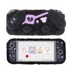 GeekShare Protective Case for Switch OLED Model Plush Rabbit Protective Shell for Switch OLED Console and Joy-Con Only - Hard & Anti-Scratch - Dark Plush Bunny