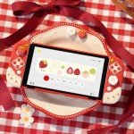 GeekShare Protective Case for Switch OLED Slim Cover Case Compatible with Switch OLED Separable Soft Silicone Protective Shell for Joy Con with 2 Thumb Grip Caps - Strawberries with Cream