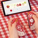 GeekShare Protective Case for Switch OLED Slim Cover Case Compatible with Switch OLED Separable Soft Silicone Protective Shell for Joy Con with 2 Thumb Grip Caps - Strawberries with Cream