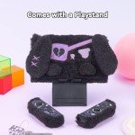 GeekShare Protective Case for Switch OLED Model Plush Rabbit Protective Shell for Switch OLED Console and Joy-Con Only - Hard & Anti-Scratch - Dark Plush Bunny