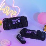 GeekShare Protective Case for Switch OLED Model Plush Rabbit Protective Shell for Switch OLED Console and Joy-Con Only - Hard & Anti-Scratch - Dark Plush Bunny