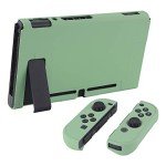 eXtremeRate PlayVital Back Cover for Nintendo Switch Console, NS Joycon Handheld Controller Separable Protector Hard Shell, Customized Dockable Protective Case for Nintendo Switch - Matcha Green