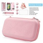 HLRAO Pink Travel Carrying Case Accessories Kit Compatible with Nintendo Switch (NOT Fit OLED/Lite).Pink Switch Hard Protective Cover,Adjustable Stand,Screen Protector & Cute Thumb Grips 10 in 1 Gift.