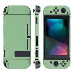 eXtremeRate PlayVital Back Cover for Nintendo Switch Console, NS Joycon Handheld Controller Separable Protector Hard Shell, Customized Dockable Protective Case for Nintendo Switch - Matcha Green