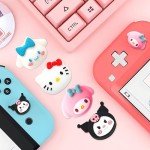 PERFECTSIGHT Cute Kitty Silicone Joycon Thumb Grip Caps, Joystick Cover Compatible with Nintendo Switch/OLED/Switch Lite,4PCS (Rabbit Dog Kitty)