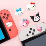 PERFECTSIGHT Cute Kitty Silicone Joycon Thumb Grip Caps, Joystick Cover Compatible with Nintendo Switch/OLED/Switch Lite,4PCS (Rabbit Dog Kitty)