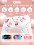 Matbip Switch pro controller, Wireless Pro Controller for Switch/Switch Lite/Switch OLED, switch controller with 2 back buttons, 3-level TURBO adjustable (Pink)