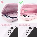 Mytrix Cute Carrying Case for Nintendo Switch OLED, Portable Hard Shell Pouch Travel Storage Bag for Switch Protective Bag with 10 Game Card Slots, with 4 in 1 Bundle Accessories Pink Cherry Blossoms