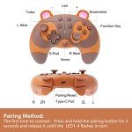 STOGA Switch Controller, Cute Raccoon Animal Switch Pro Controller for Switch Lite/OLED/PC, Wireless Switch Controller with Wake-Up,Gyro Axis,Turbo and Dual Vibration-Brown