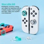 DLseego Diamond 3D Thumb Grips Caps Design for Switch & Switch Lite & Switch OLED Joy Con Crystal Clear Console Joystick Cover 4PCS - Clear and Green