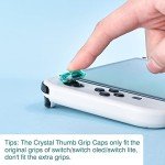 DLseego Diamond 3D Thumb Grips Caps Design for Switch & Switch Lite & Switch OLED Joy Con Crystal Clear Console Joystick Cover 4PCS - Clear and Green