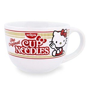 Toynk Sanrio Hello Kitty x Nissin Cup Noodles 24-Ounce Ceramic Soup Mug | Bowl For Ice Cream, Cereal, Oatmeal | Large Coffee Cup For Espresso, Caffeine, Beverage | Cute Home & Kitchen Essentials
