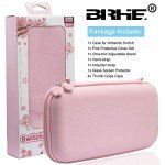 BRHE Cute Travel Carrying Case for Nintendo Switch Accessories Kit with Hard Protective Cover, Glass Screen Protector, Adjustable Stand and Thumb Grip Caps 10 in 1(Switch Pink)