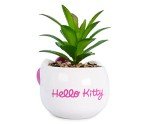 Silver Buffalo Sanrio Hello Kitty Face 3-Inch Ceramic Mini Planter with Artificial Succulent