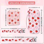 RHOTALL Cute Carrying Case for Nintendo Switch & Switch OLED, Hard Portable Travel Case for Switch Accessories with 12 Game Holder, 2 joycon Shell, Shoulder Strap, and 2 Thumb Caps - Pink Strawberry