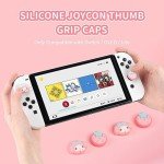 WISHAVEN Cute Pocket Monsters Joycon Thumb Grip Caps Compatible with Nintendo Switch, Soft Silicone Joystick Cover for Nintendo Switch/OLED/Lite Controller, 4PCS (Strawberry & Sweet Bunny)