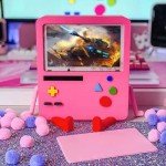 IRISFLY Stand for Nintendo Switch Accessories,Portable Dock Playstand for Nintendo Switch OLED Cute Case Decor (Pink)