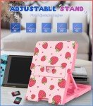 Lotadilo Switch Stand for Nintendo Switch/OLED - Cute Holder for Women Girls Boys Kids Teens Cartoon Design Cool Phone Stand Adjustable Portable Foldable Switch Accessories, Strawberry