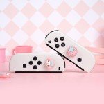 WISHAVEN Cute Pocket Monsters Joycon Thumb Grip Caps Compatible with Nintendo Switch, Soft Silicone Joystick Cover for Nintendo Switch/OLED/Lite Controller, 4PCS (Strawberry & Sweet Bunny)